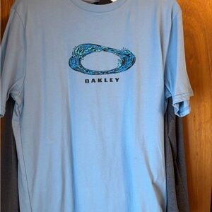 Oakley Light Blue Wave Logo Tee